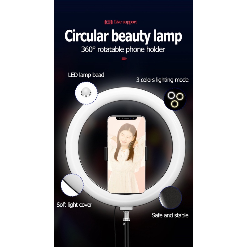 Đèn Livestream bán hàng chụp ảnh Make up trang điểm nhiều chế độ sáng, Cây Livestream có đèn hỗ trợ chụp hình quay video