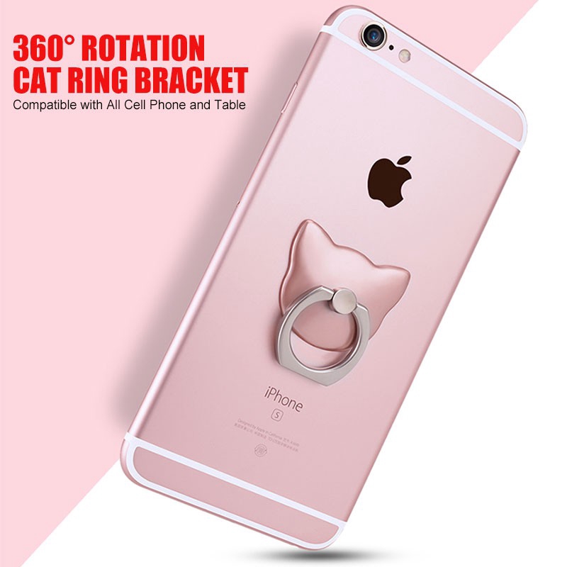 Giá đỡ điện thoại hình mèo dạng vòng tròn xoay 360 độ
