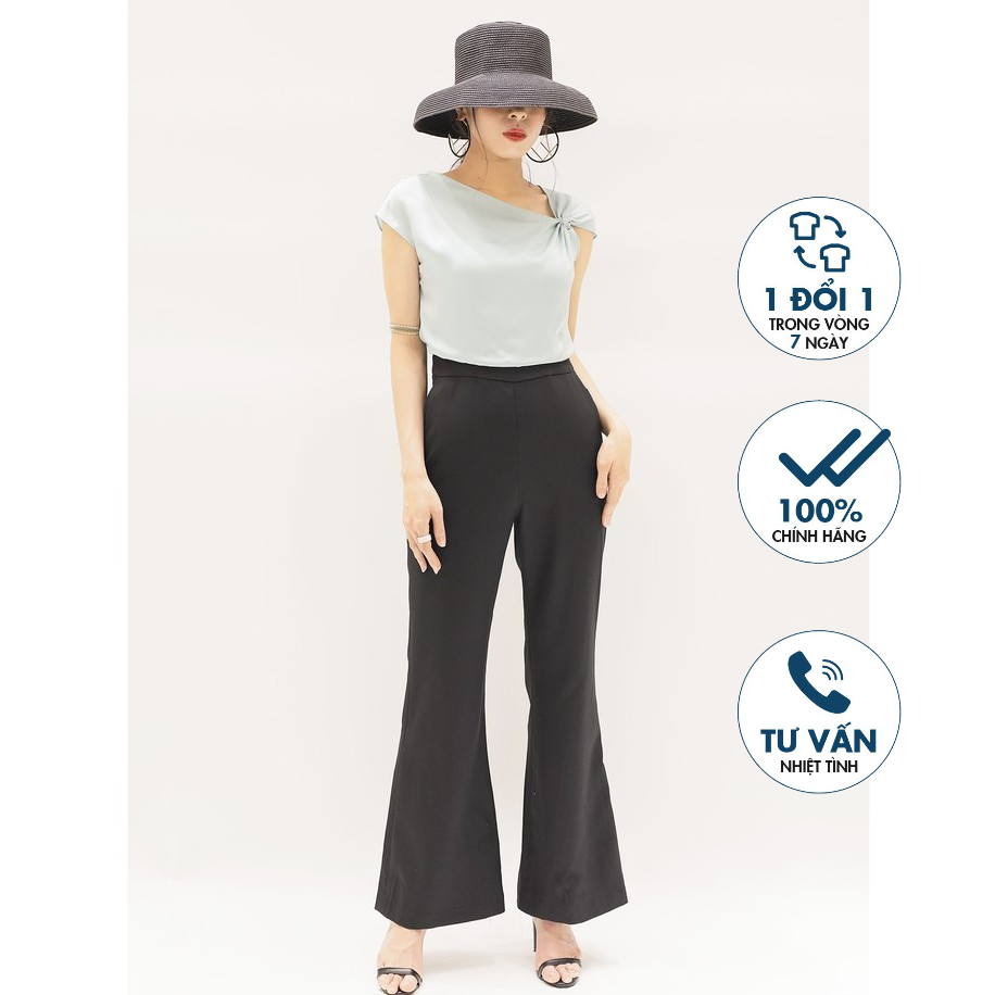Bộ Jumpsuit lót hai dây, phối vảI thân trên, rúm bèo lệch vai Emspo AQL3979