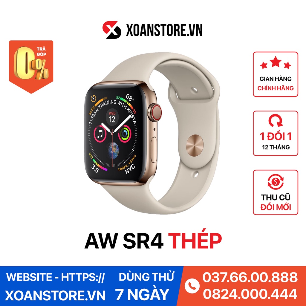 Apple watch series 4 thép 40mm và 44mm mới 99% bảo hành 12 tháng LỖI LÀ ĐỔI tại Xoăn Store