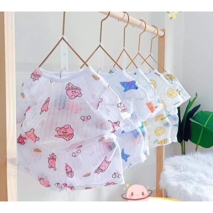 Chất loại 1-Combo 5 Bộ Coton giấy cộc tay cho bé trai/bé gái Size 4-16kg