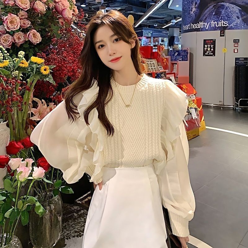 Áo Sweater Phối Bèo Nhún Thời Trang Cho Nữ  tao bao