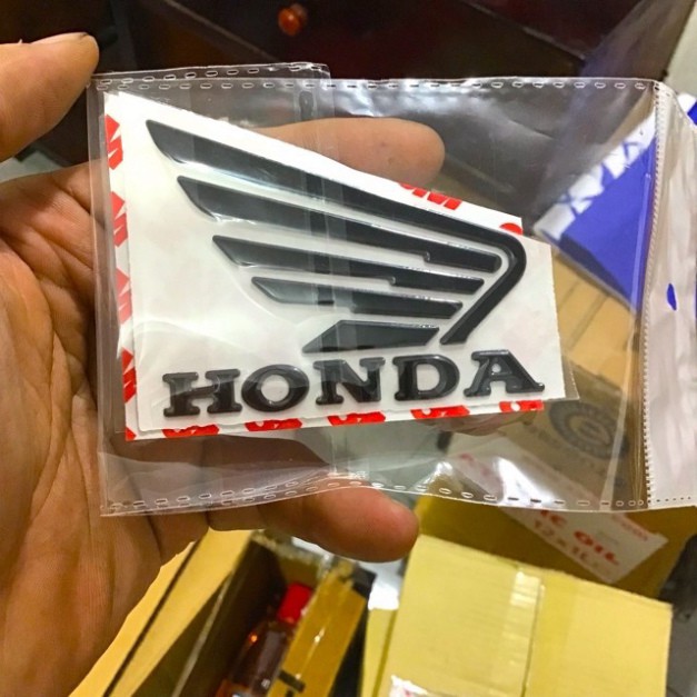Logo cánh chim chữ Honda xanh, đỏ, vàng, đen, trắng dán trang trí xe, mũ bảo hiểm