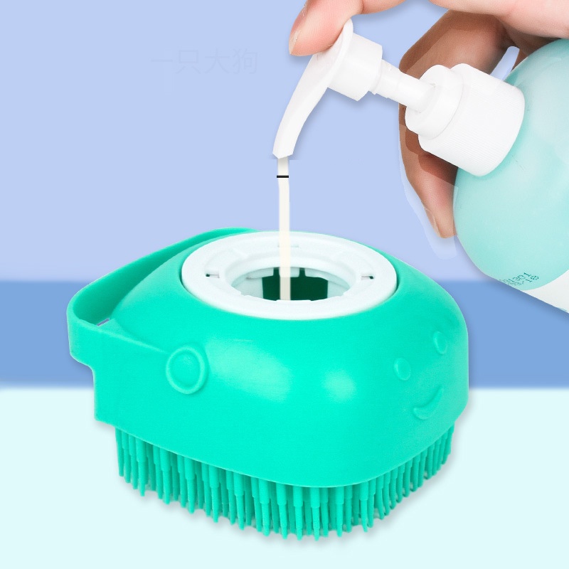 Bàn chải tắm chó Hipipet đầu silicon massage tạo bọt nhanh tiết kiệm nước có khay đựng sữa tắm