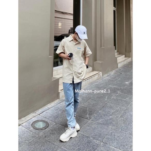 [BIG SALE] Áo Sơ Mi Dáng Rộng Tay Lỡ Kiểu Dáng Hàn Quốc Ulzzang Form Rộng Phong Cách Trẻ Trung Năng Động Thêu Túi Ngực