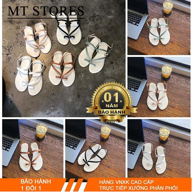 Sandal nữ đi học đế thấp MTSTORES234 - Dép sandal xỏ ngón đầy cá tính