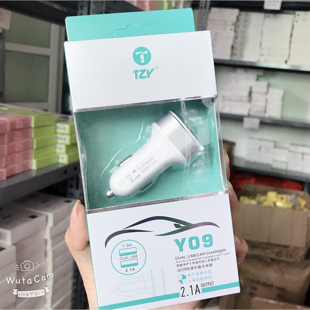 Tẩu sạc oto  FREE SHIP   Tẩu Sạc Điện Thoại Xe Hơi 2 Cổng Y09 TYZ