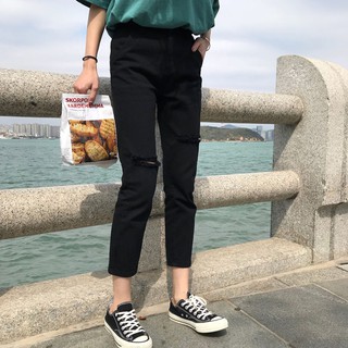 quần baggy ulzzang, quần nữ đẹp jean rách, quần jeans ống rộng bò mềm đen trắng