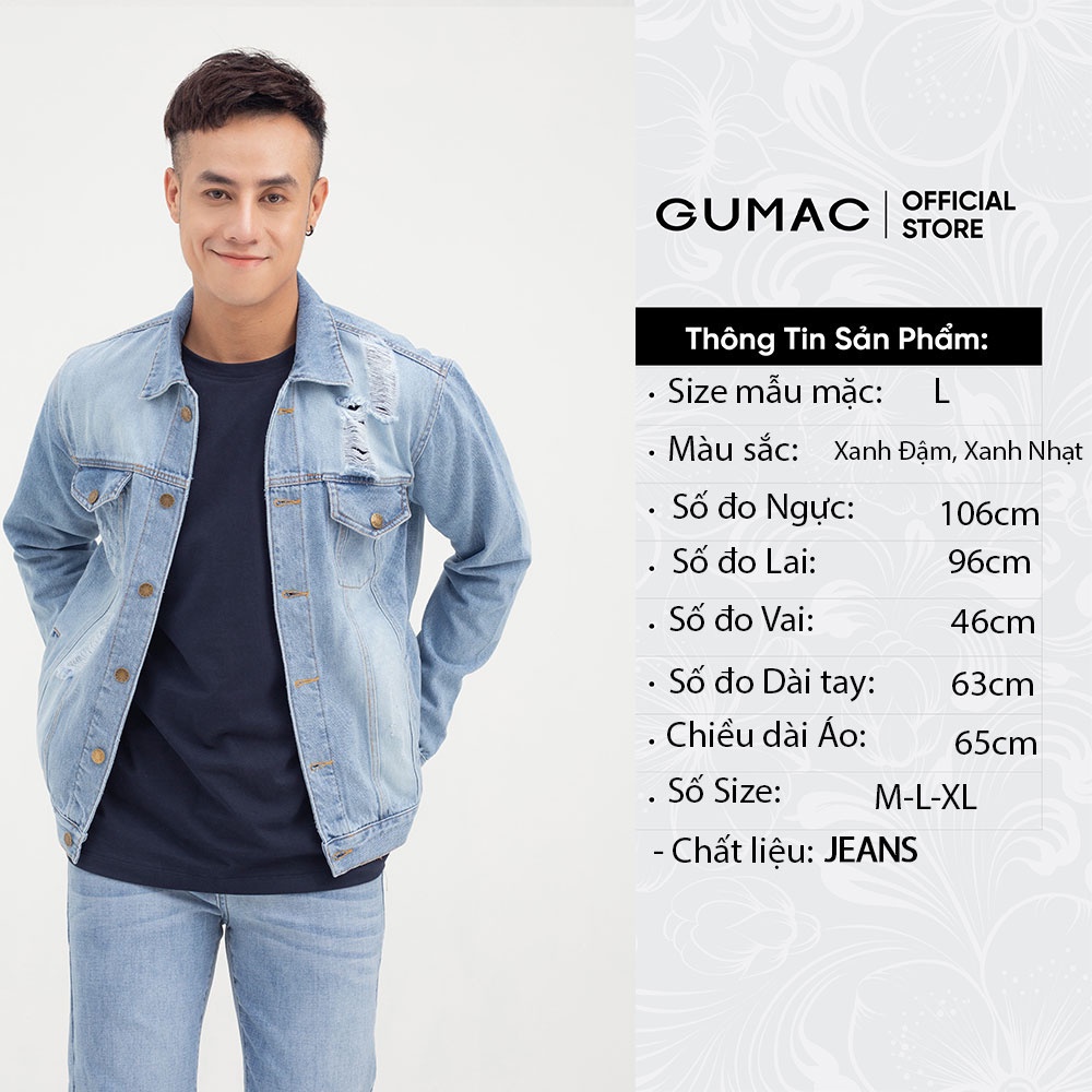 [Mã WABRGUM giảm 10% tối đa 30K đơn 99K] Áo khoác jeans nam cơ bản GUMAC siêu ngầu AJNB838