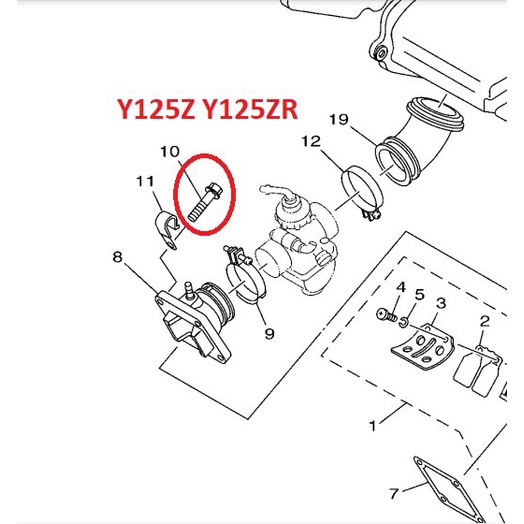 Yamaha 125Z Y125Z Y125ZR. Bu Lông Đơn Vị Cho Ống Nạp MANIPOL Yamaha 95807-06025 Nguyên Bản