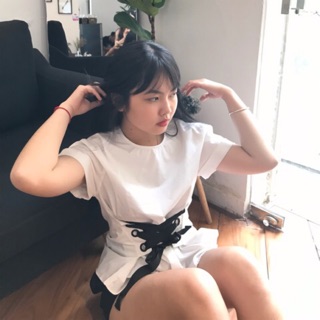 [ẢNH THẬT] Áo sơmi đan dây trước bụng