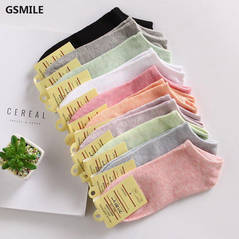 Vớ cổ ngắn màu trơn đơn giản