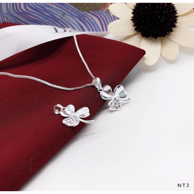 {SIÊU GIẢM GIÁ}-DÂY CHUYỀN CỎ 3 LÁ BẠC TRẮNG HÀNG ĐẸP-{BẠC ĐẸP}