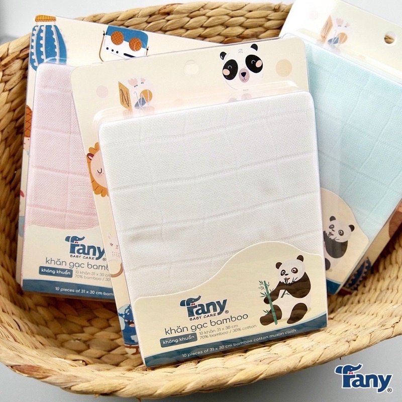 Hộp 10 khăn sữa sợi tre Fany cao cấp, chất vải mỏng mềm mịn- Khăn sữa cho bé