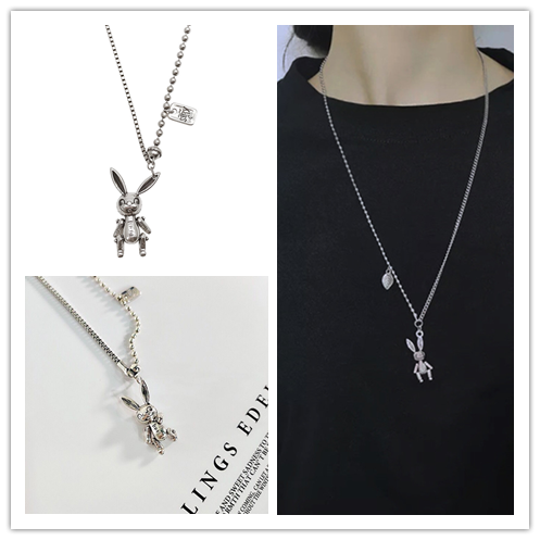 Dây chuyền mặt hình thỏ/gấu cá tính phong cách hip hop thời trang Hàn Quốc đơn giản dành cho nam và nữ