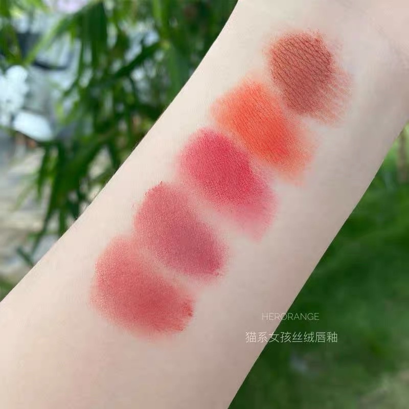 [Son Kem Nhung /Tint Lì] Set Son 5 Cây HERORANGE BOY GIRL Cô Gái Ôm Mèo Tiểu Ca Ca Chàng Trai Ôm Chó HEORANGE INSTAGRAM