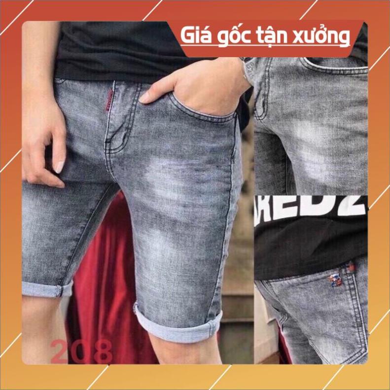quần short jean nam,quần ngố nam cao cấp TCS thêu chữ,phong cách hàn quốc TCS 203
