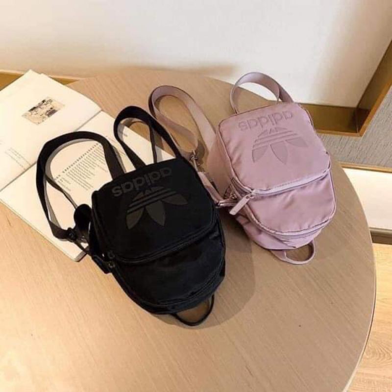 Balo mini ADIDAS xuất xịn vải dù phối màu, tím, đen
