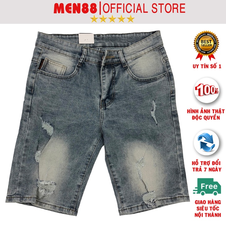 Quần jean ngắn nam cao cấp co giãn rách SJ-G857