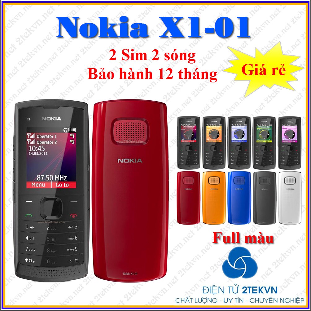 Điện thoại 2 sim chính hãng giá rẻ Nokia X1-01, nhỏ gọn, bền đẹp