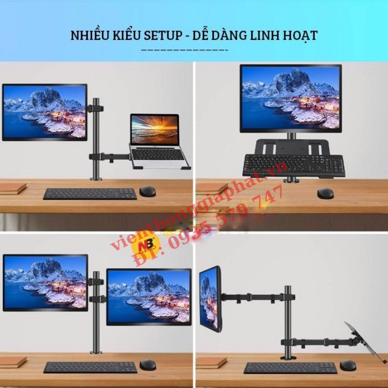M074 - Giá Treo Màn Hình  Kèm Giá Đỡ Laptop/MacBook