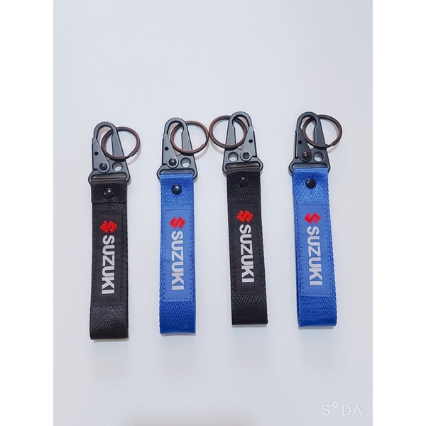 Móc khoá thép không gỉ kết hợp dây logo thêu cách hãng xe HONDA, YAMAHA, SUZUKI, BMW,...