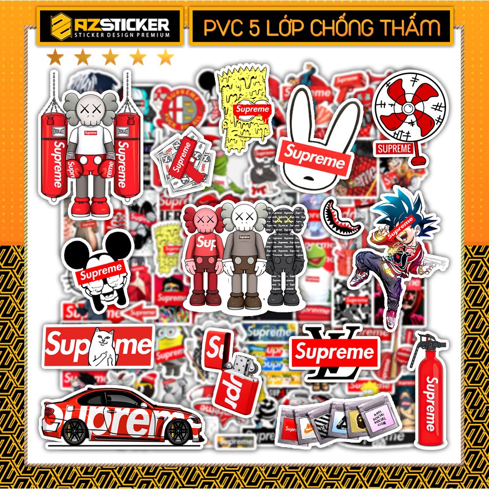 Set Sticker Chủ Đề Superme  | Sticker Chống Bay Màu, Chống Thấm Nước, Sticker Dán Nón Bảo Hiểm, Sticker Dán Điện Thoại