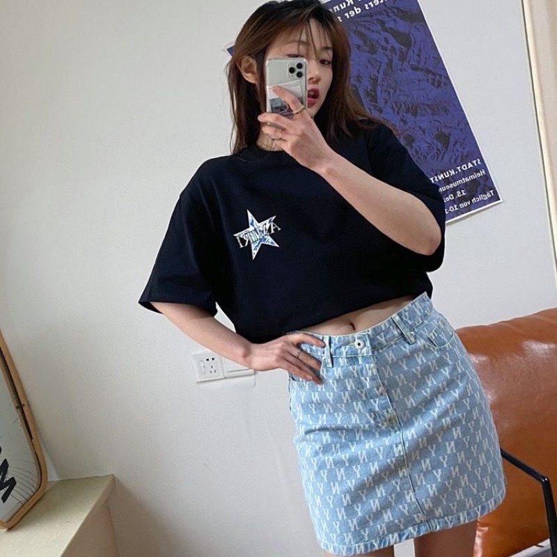 CHÂN VÁY JEAN CHỮ A DENIM M.L.B - NY