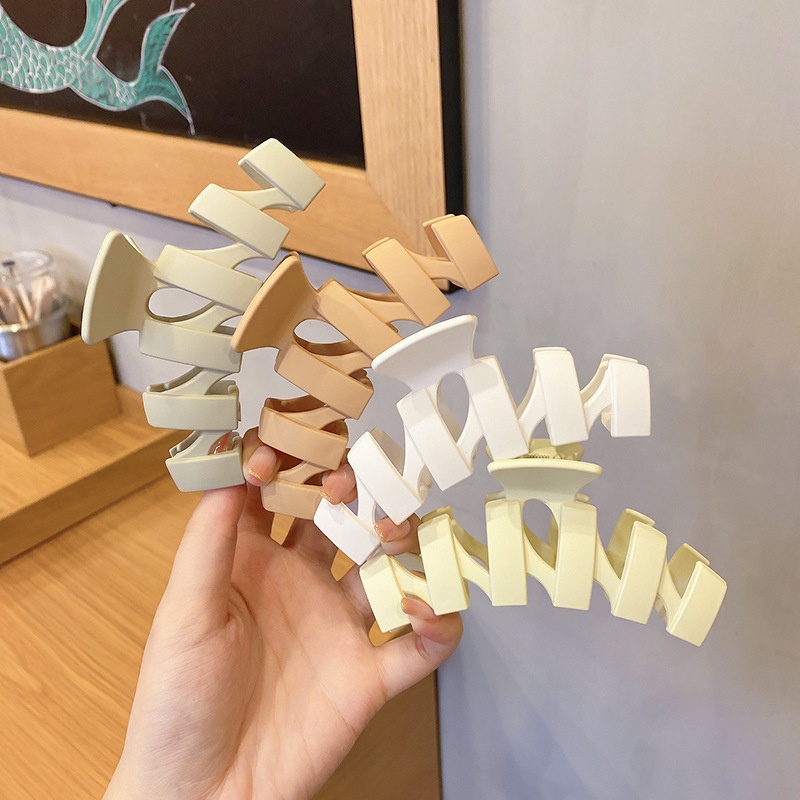 Kẹp Tóc Càng Cua Chất Liệu Acrylic Dày Dặn Màu Be Phong Cách Hàn Quốc Thanh Lịch Cho Nữ