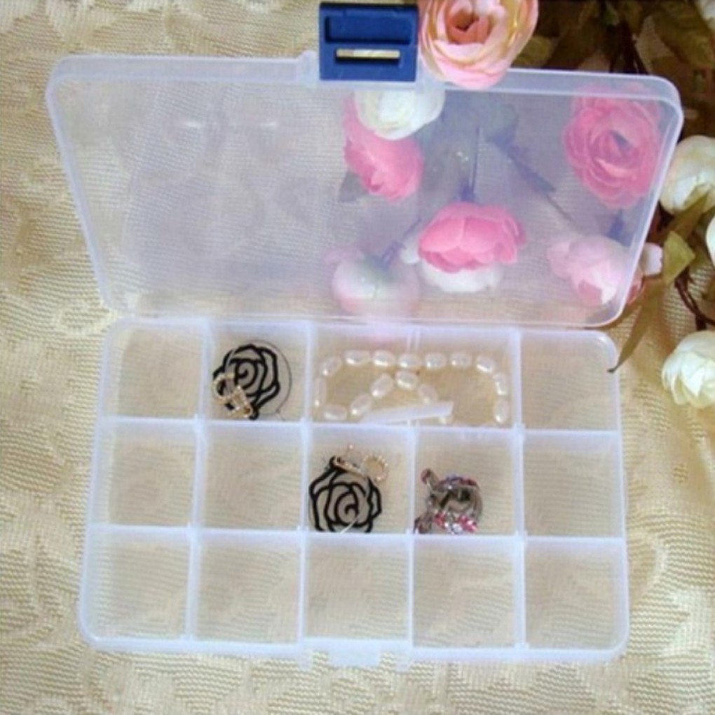 15 Slots Adjustable Jewelry Storage Box Case Organizer Beads
