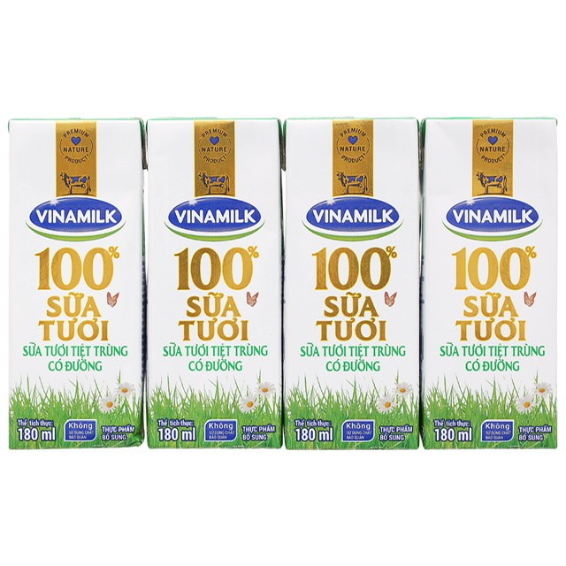 [ ĐỦ MÙI ] Sữa Tươi Tiệt Trùng Vinamilk - 180ml X 4 hộp
