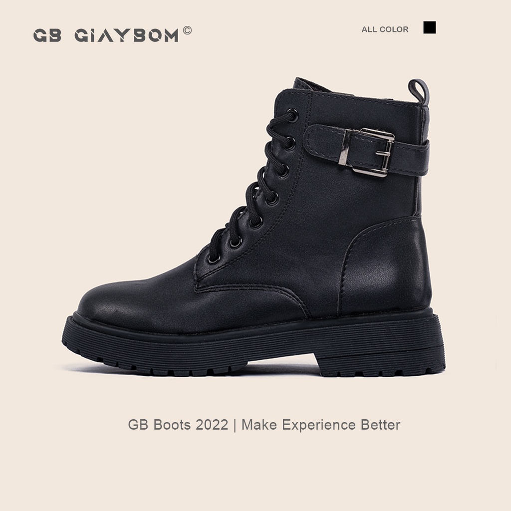 Giày boot nữ giayBOM cổ cao khóa kéo bên hông đế cao 4 cm B1186