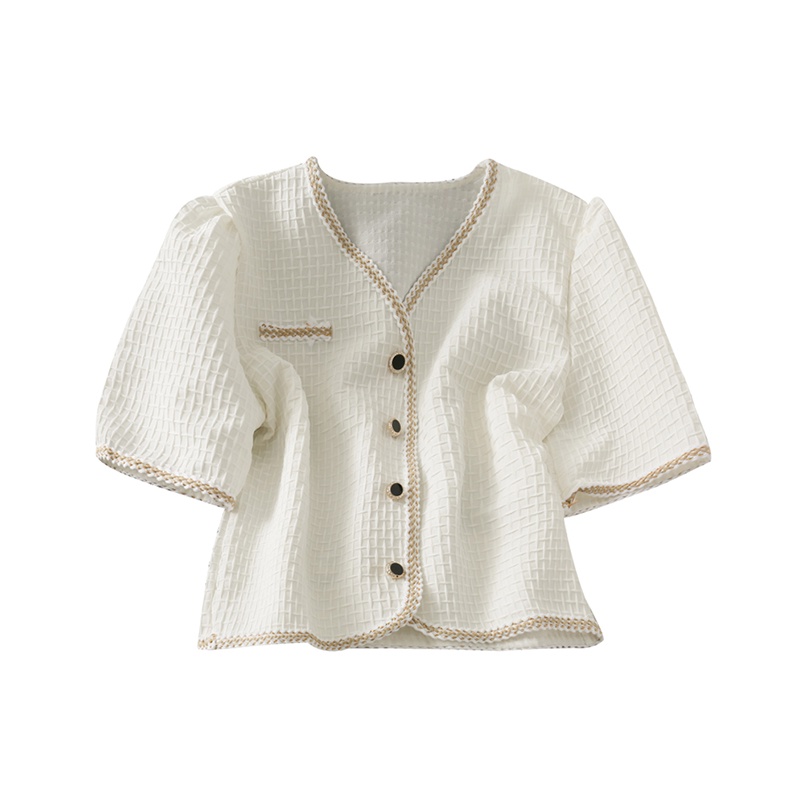 Áo kiểu IELGY tay ngắn chất liệu lụa phong cách Pháp thời trang cho nữ