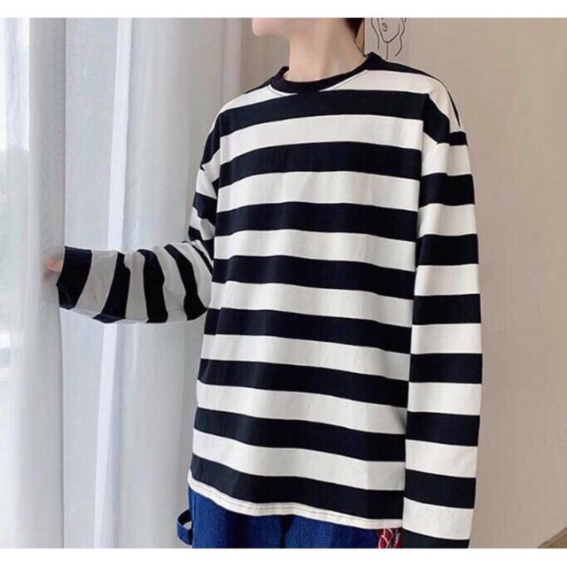 [Ảnh Thật + Video] Áo sọc ngang đen trắng Pull Unisex | Áo kẻ sọc hàn quốc thời trang | BigBuy360 - bigbuy360.vn
