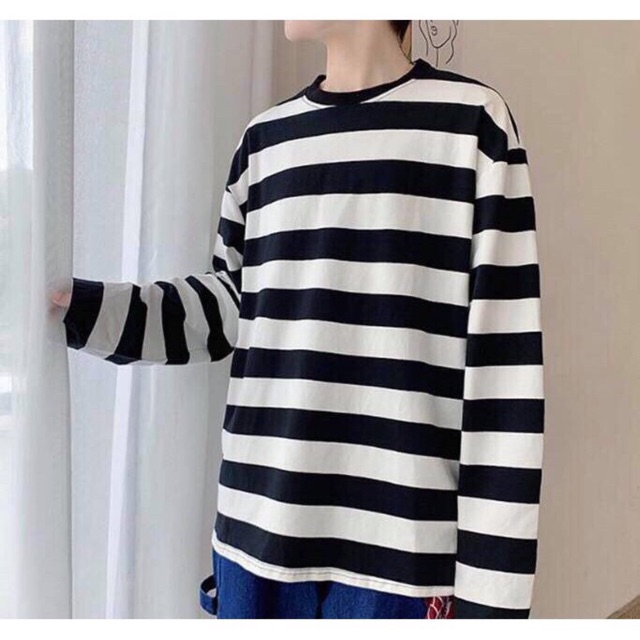 Áo SWEATER Kẻ Ngang Unisex Phong Cách HÀN QUỐC