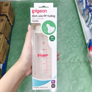 Bình Sữa Pigeon Vuông, Bình Bú cho Trẻ hình Vuông 120ml/240ml Không BPA