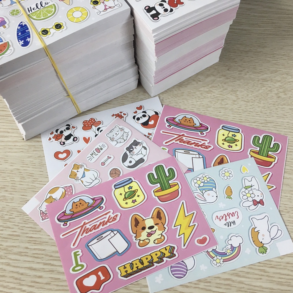 Set Sticker nhiều hình họa tiết chống nước, dán trang trí điện thoại, mũ bảo hiểm, vali, xe ga