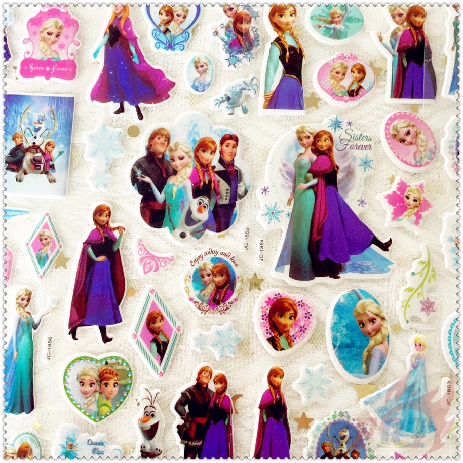 ❀ Hình Dán Khen Thưởng Tự Làm Frozen Q-1 ❀ 1 Miếng Dán Bong Bóng 3D Bằng PVC Chống Nước