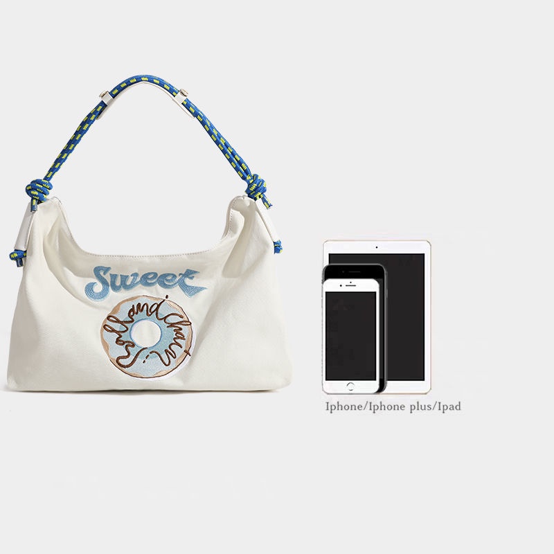 Túi Tote Vải Canvas Thêu Họa Tiết Xinh Xắn Thời Trang