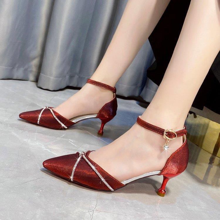 ☞☬﹊Single shoes women s spring 2021 new fashion all-match Korean style daily pointed toe stiletto net red temperament high heels trend