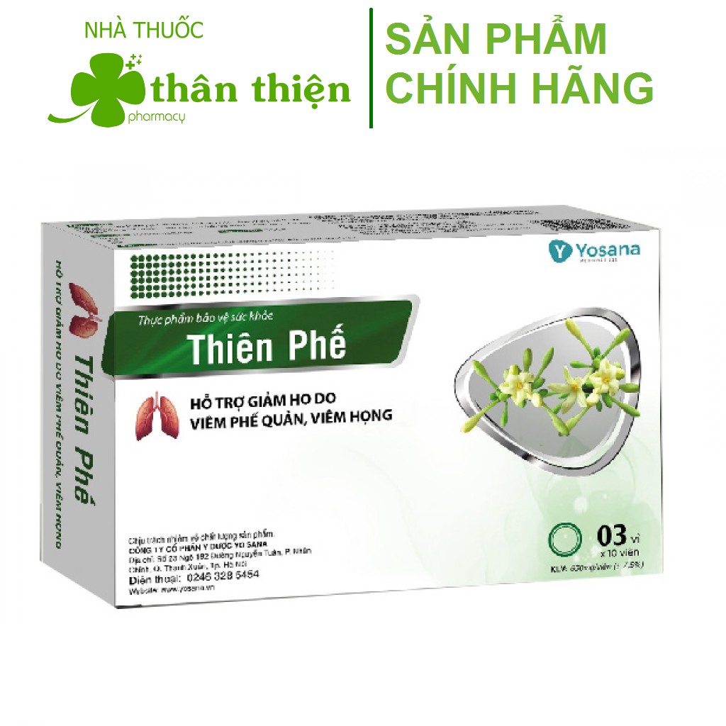Thiên phế - Hỗ trợ giảm ho do viêm phế quản, viêm họng, giảm đau rát họng (30 viên)