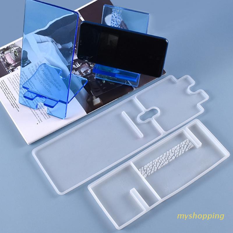 Khuôn silicone làm giá đỡ điện thoại máy tính bảng resin epoxy DIY thủ công trong suốt pha lê