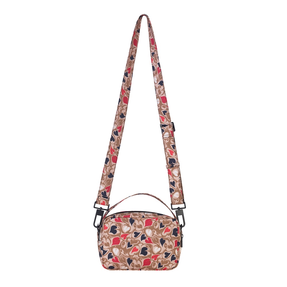 Cath Kidston - Túi đeo chéo/The Heartly Cross Body - Marble Hearts Ditsy - Brown -1041330