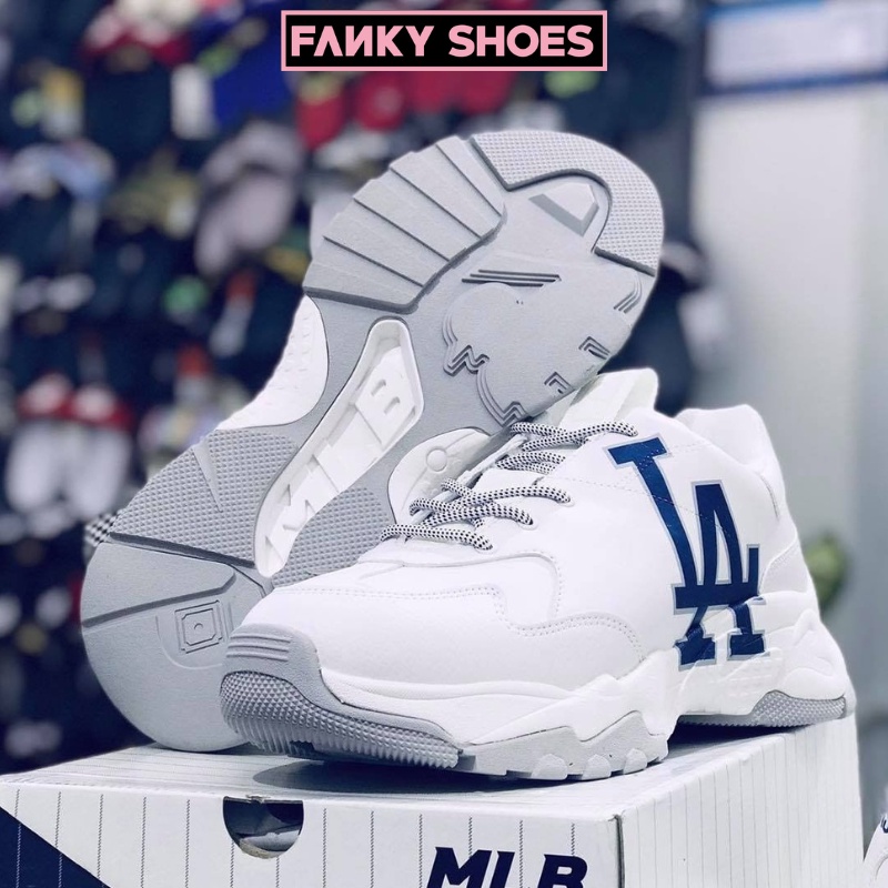 Giày Sneaker MLB Chunky LA, Giày Thể Thao Dodgers Xanh Nam Nữ Da Bò Đế Độn 2 Lớp Cao Cấp Full Size (36-43)