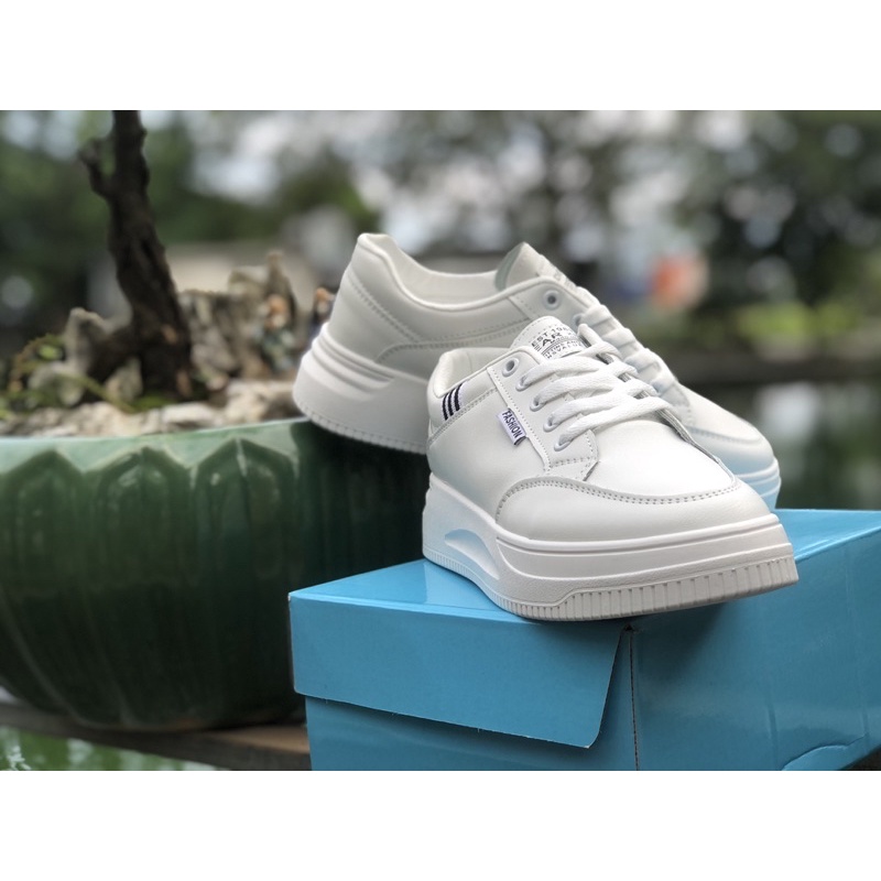 Giày thể thao nữ đế độn basic cao 4cm êm chân đi học đi làm đi chơi đơn giản màu trắng sneaker Yumishop giá tốt