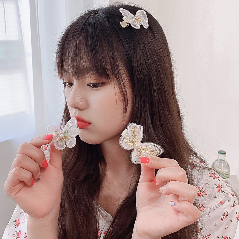 Kẹp Tóc Hình Nơ Đính Ngọc Trai Xinh Xắn Cho Nữ