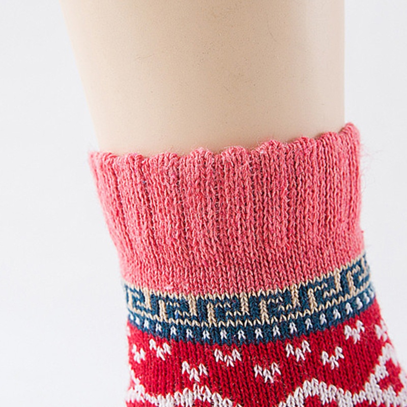Set 5 Đôi Tất Dệt Kim Dày Giữ Ấm Họa Tiết Kẻ Sọc Nhiều Màu Sắc Phong Cách Vintage