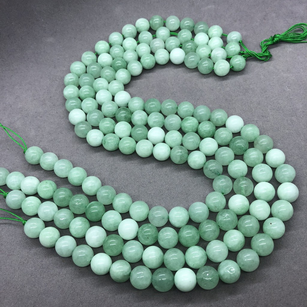 Chuỗi Hạt Đá Ngọc Bích Tự Nhiên Kích Cỡ 6 / 8 / 10mm Dùng Làm Vòng Đeo Tay