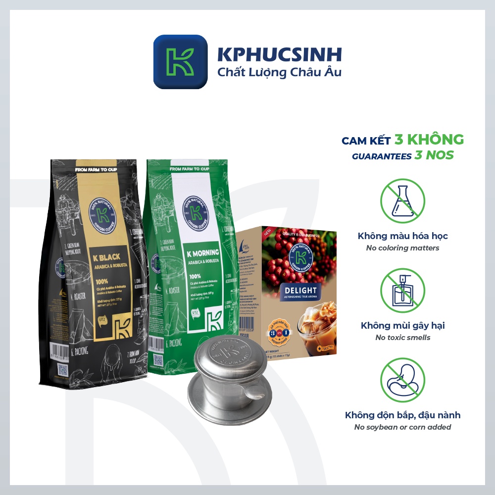 Hộp quà tặng K Coffee cà phê rang xay  nguyên chất và hoà tan Love Box 2 KPHUCSINH - Hàng Chính Hãng