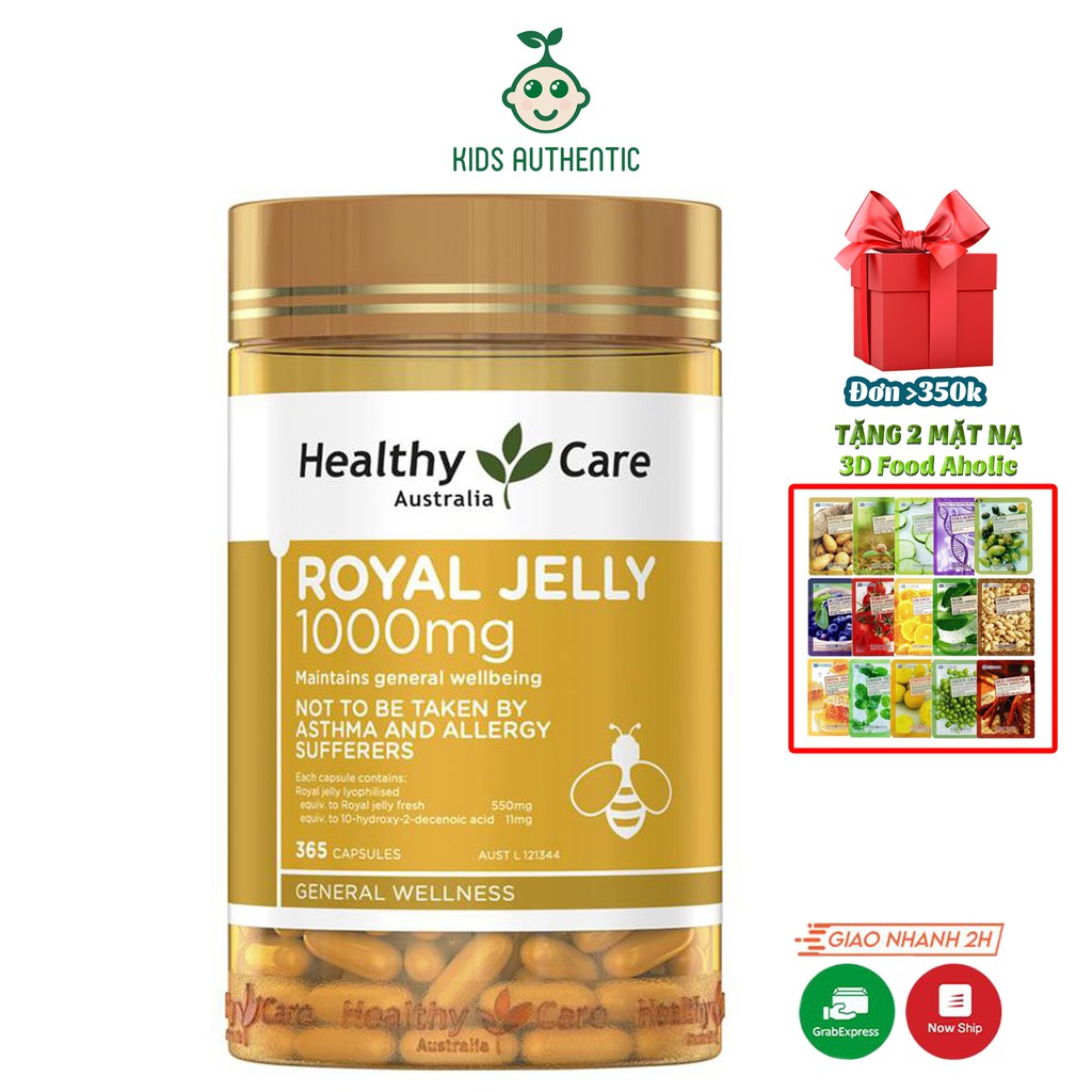 [Tem Chemist] Viên Sữa ong chúa Úc Royal Jelly Healthy care - Giúp đẹp da cải thiện nội tiết tố tăng sức đề kháng